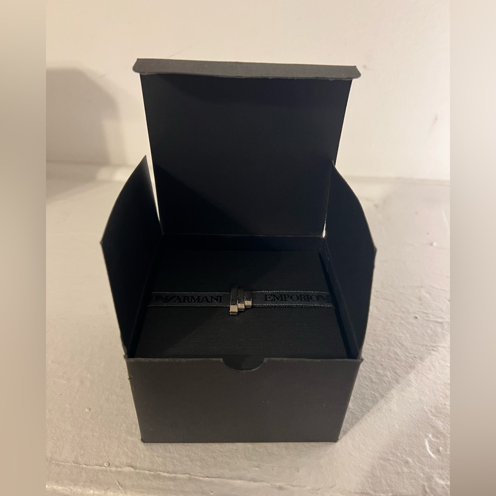 Emporio Armani Black Leather strap Bracelet - Picture 3 of 10